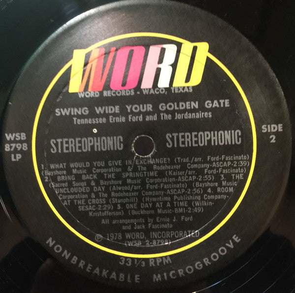 Tennessee Ernie Ford, The Jordanaires - Swing Wide Your Golden Gate - LP
