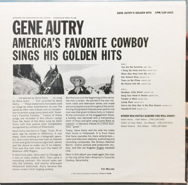 Gene Autry - America's Favorite Cowboy Sings His Golden Hits - LP