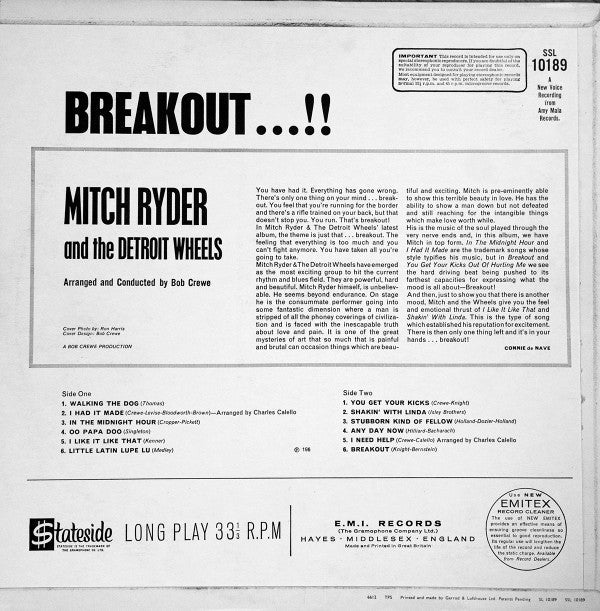 Mitch Ryder And The Detroit Wheels* - Breakout…!!! - LP