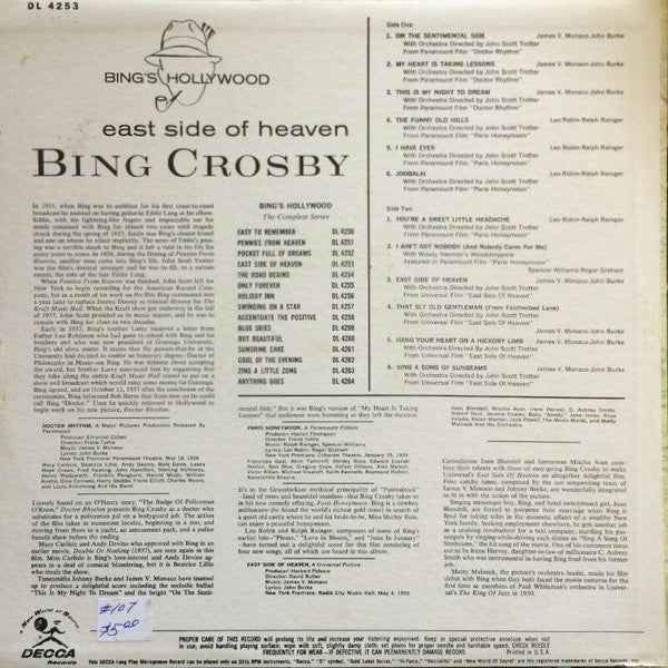 Bing Crosby - East Side Of Heaven - LP