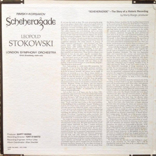 Rimsky-Korsakov* - Leopold Stokowski, London Symphony Orchestra - Scheherazade - LP