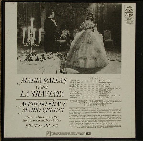Giuseppe Verdi, Maria Callas, Alfredo Kraus, Mario Sereni, Franco Ghione, Orquestra Sinfónica Do Teatro Nacional De São Carlos, Lisboa - La Traviata - LP