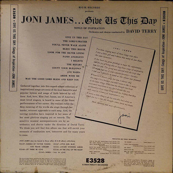 Joni James - Give Us This Day - LP