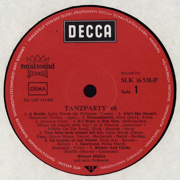 Orchester Werner Müller* - Tanzparty '68 - LP