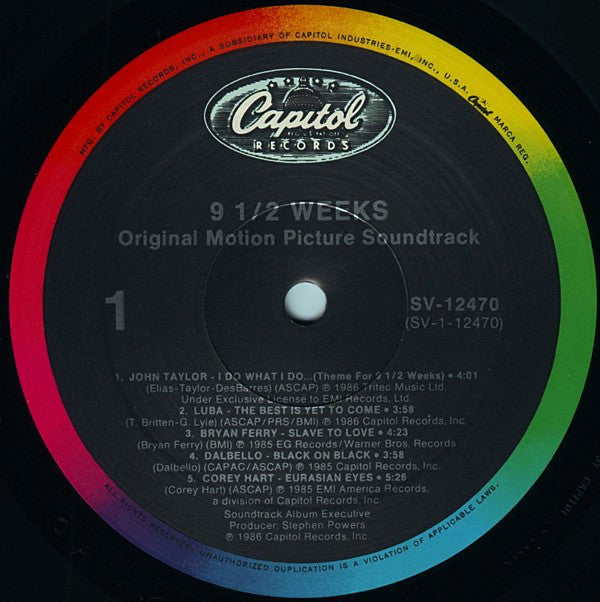 Various - 9½ Weeks (Original Motion Picture Soundtrack) - LP