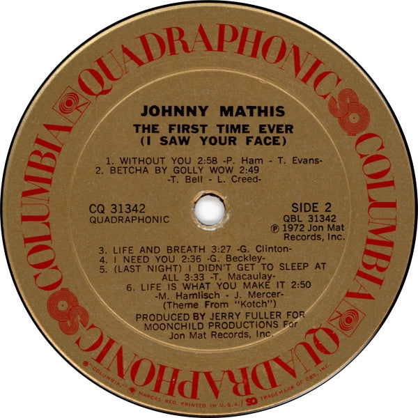 Johnny Mathis - The First Time Ever (I Saw Your Face) - LP