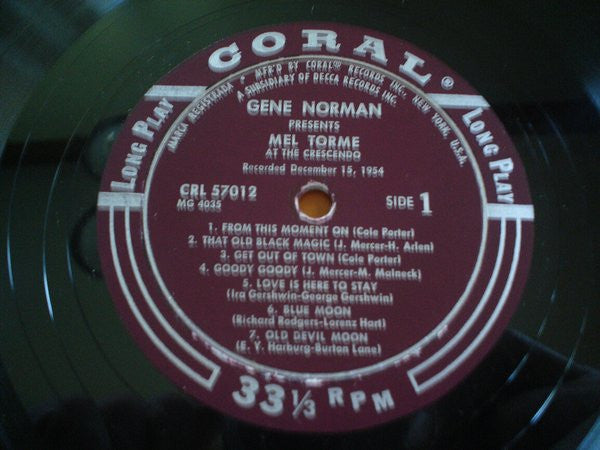 Mel Tormé - Gene Norman Presents Mel Torme At The Crescendo - LP