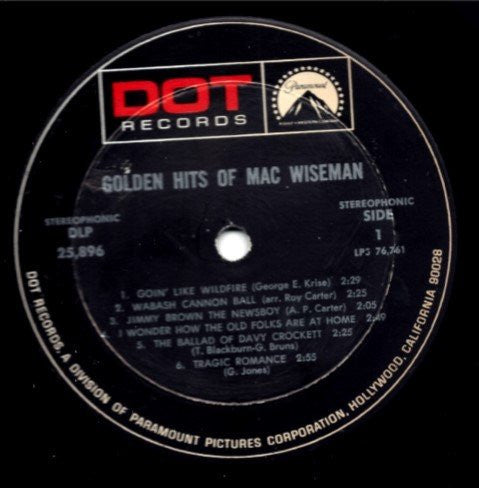Mac Wiseman - The Golden Hits Of Mac Wiseman - LP