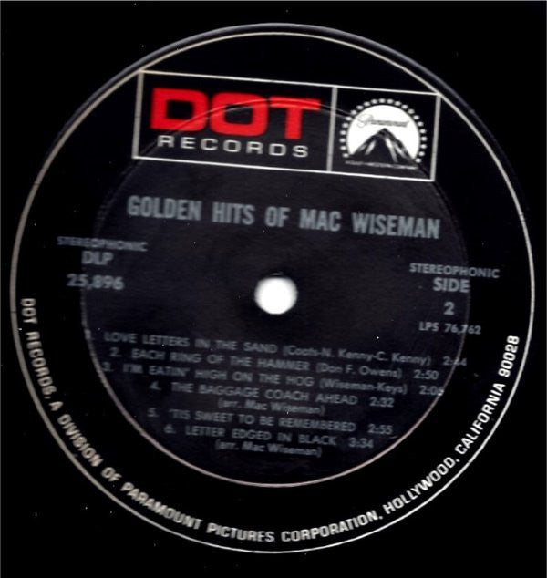 Mac Wiseman - The Golden Hits Of Mac Wiseman - LP