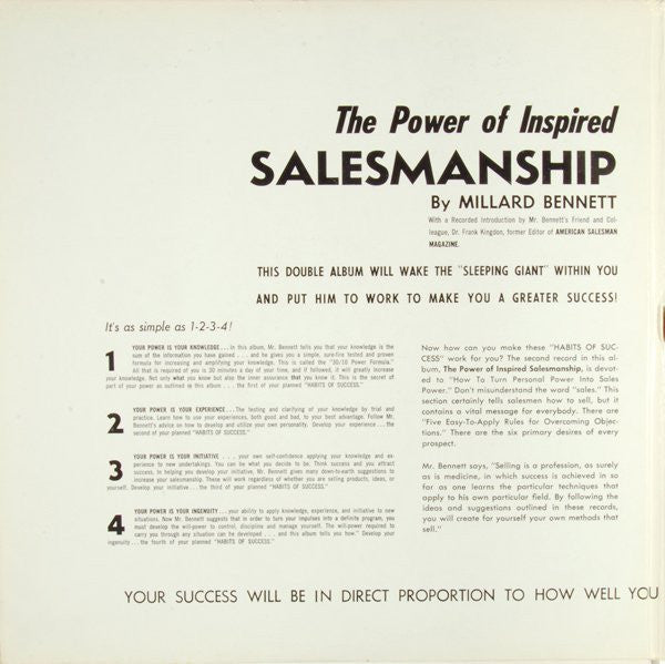 Millard Bennett - The Power Of Inspired Salesmanship - LP