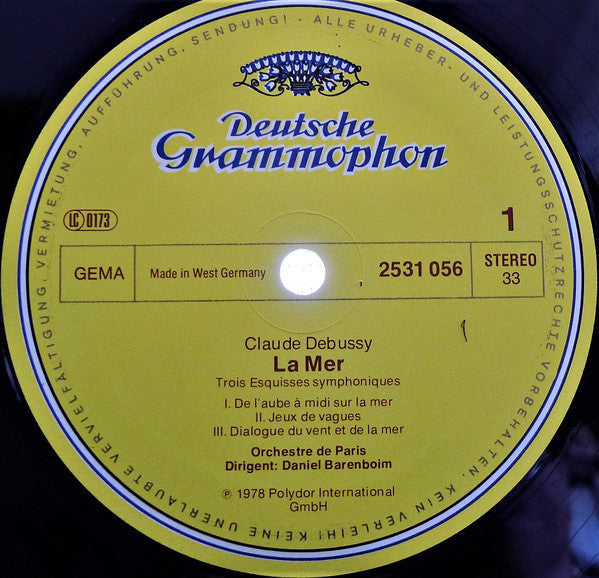 Claude Debussy, Orchestre De Paris • Daniel Barenboim - La Mer / Nocturnes - LP
