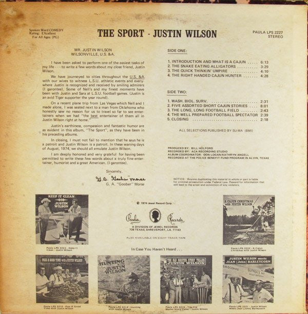 Justin Wilson - The Sport - LP