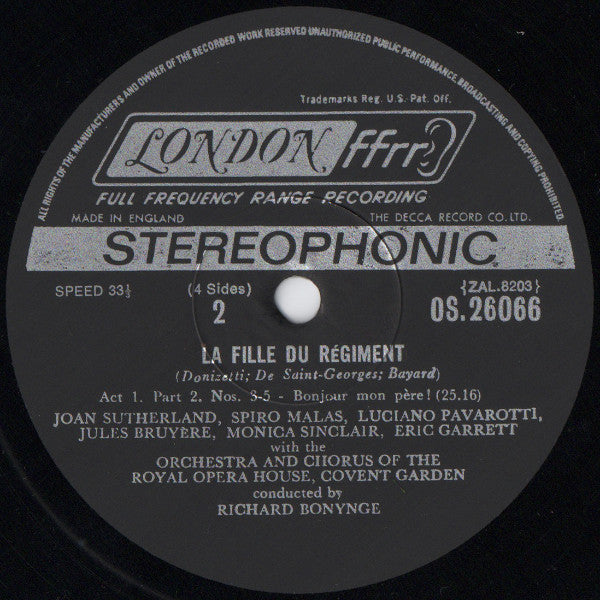Donizetti* • Sutherland* • Pavarotti* • Malas* • Sinclair* • Orchestra* And Chorus Of The Royal Opera House Covent Garden* • Bonynge* - La Fille Du Régiment - LP