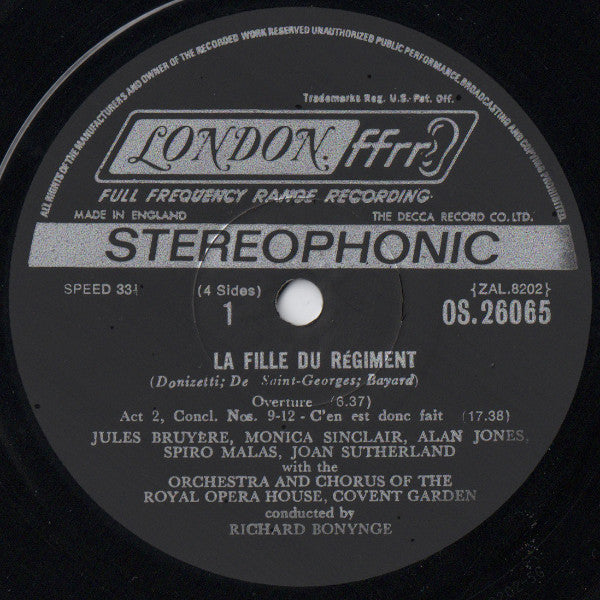 Donizetti* • Sutherland* • Pavarotti* • Malas* • Sinclair* • Orchestra* And Chorus Of The Royal Opera House Covent Garden* • Bonynge* - La Fille Du Régiment - LP