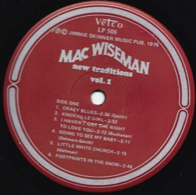 Mac Wiseman With The Shenandoah Cut-Ups* - New Traditions Vol. 1 - LP