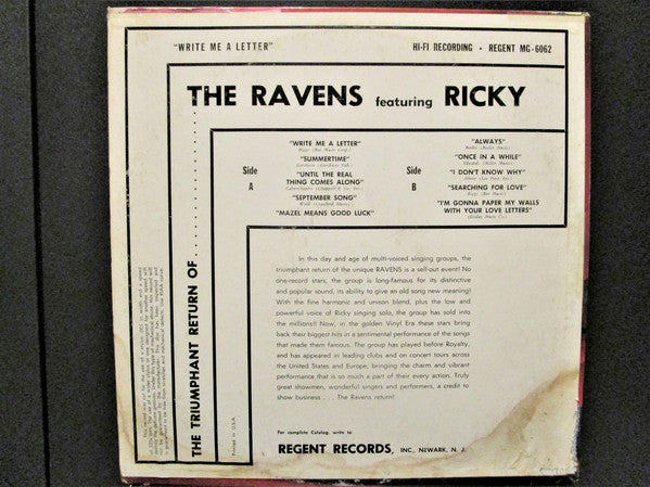 The Ravens Starring Ricky* - Write Me A Letter - LP