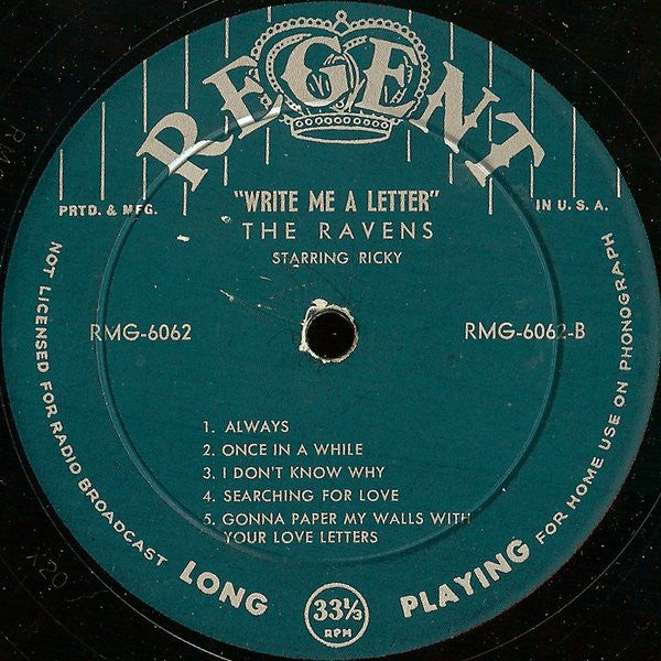 The Ravens Starring Ricky* - Write Me A Letter - LP