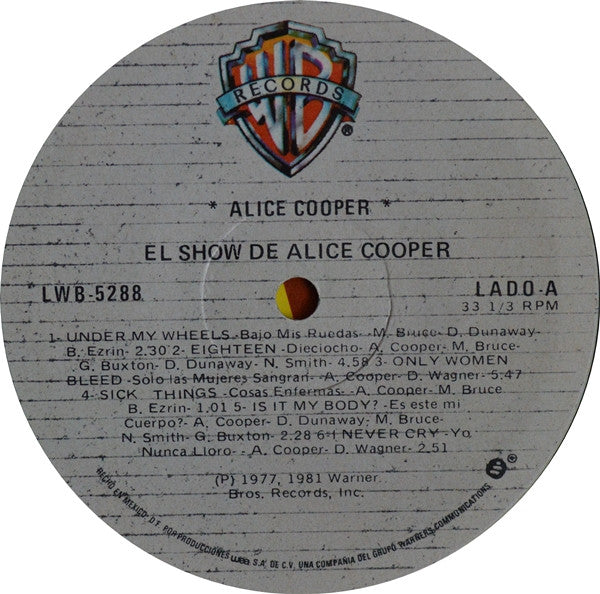 Alice Cooper (2) - El Show De Alice Cooper - LP