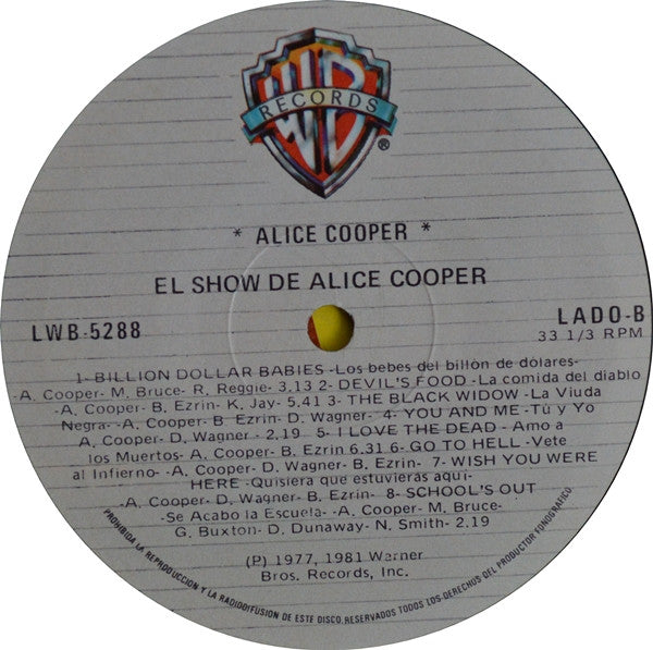 Alice Cooper (2) - El Show De Alice Cooper - LP