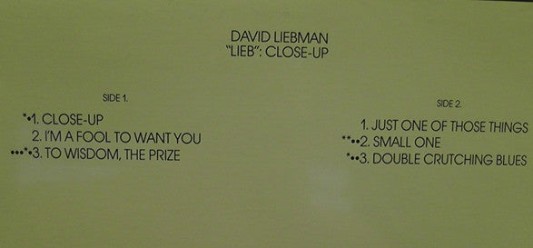 David Liebman - "Lieb": Close-Up - LP
