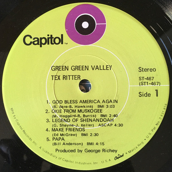 Tex Ritter - Green Green Valley - LP