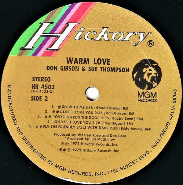 Don Gibson & Sue Thompson - Warm Love - LP