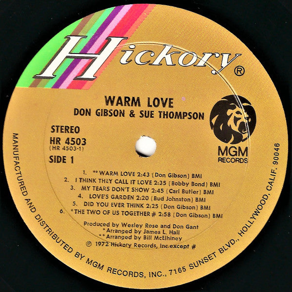 Don Gibson & Sue Thompson - Warm Love - LP