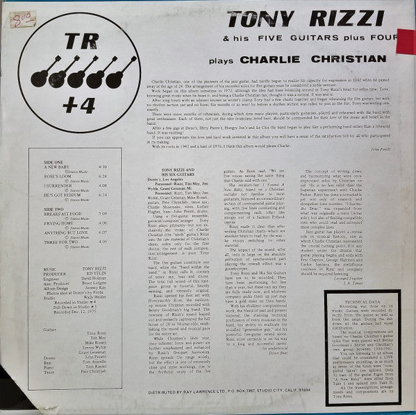 Tony Rizzi & His Five Guitars Plus Four - Tony Rizzi & His Five Guitars Plus Four Plays Charlie Christian - LP