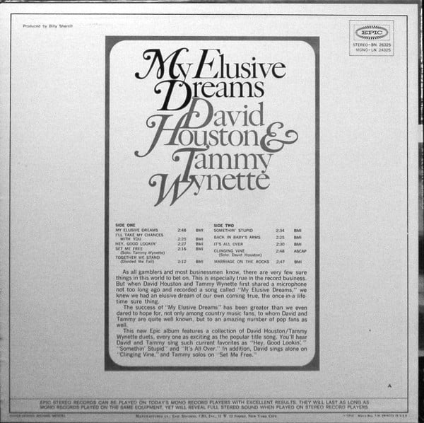 David Houston & Tammy Wynette - My Elusive Dreams - LP