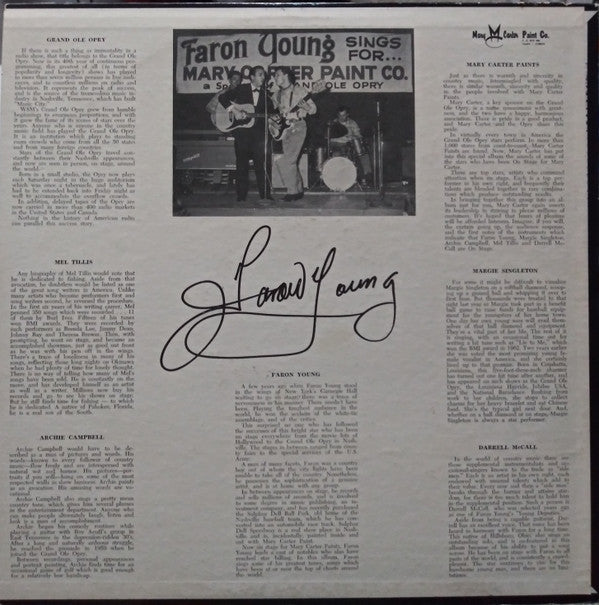 Faron Young, Margie Singleton, Mel Tillis, Archie Campbell, Darrell McCall, The Young Deputies - Faron Young Sings On Stage For Mary Carter Paints - LP