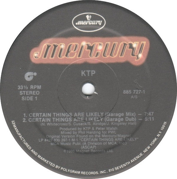 KTP* - Certain Things Are Likely - LP