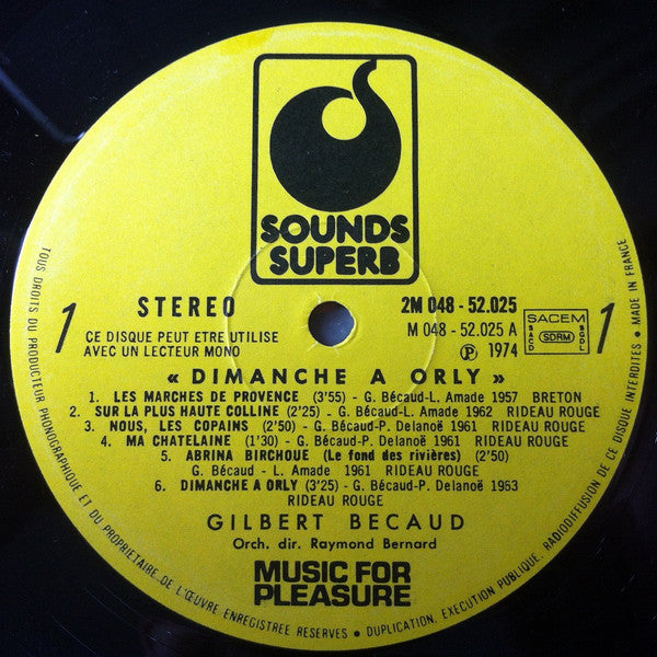 Gilbert Bécaud - Dimanche A Orly - LP