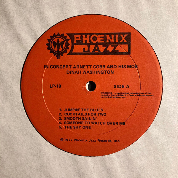 Arnett Cobb And His Mob*, Dinah Washington - In Concert - LP