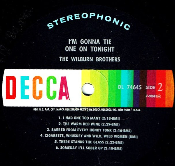 The Wilburn Brothers - I'm Gonna Tie One On Tonight - LP