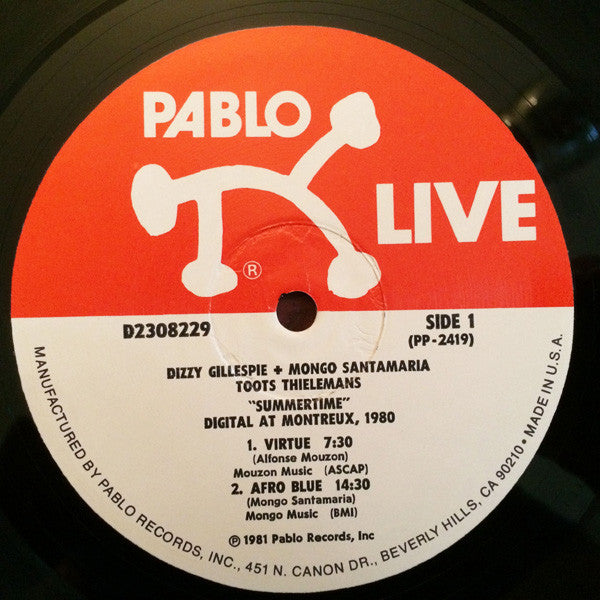 Mongo Santamaria With Dizzy Gillespie And Toots Thielemans - "Summertime" - Digital At Montreux 1980 - LP