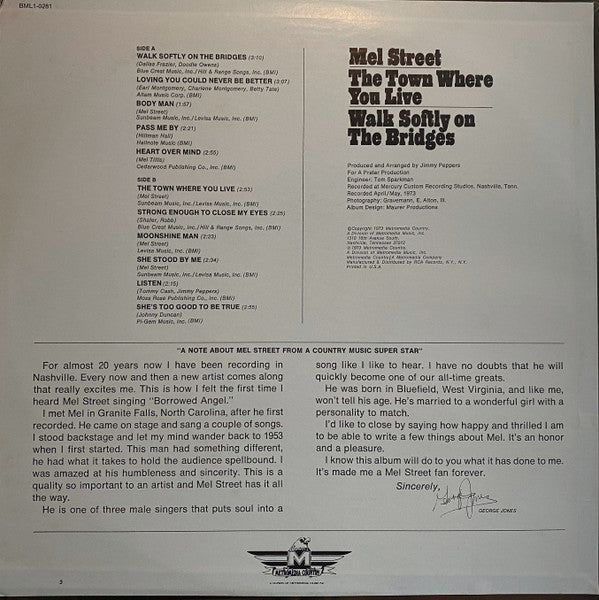 Mel Street - The Town Where You Live / Walk Softly On The Bridges - LP