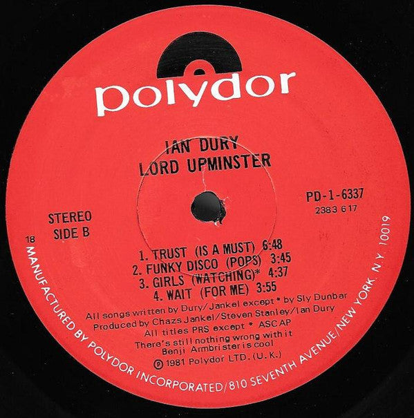Ian Dury - Lord Upminster
