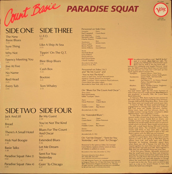 Count Basie - Paradise Squat - LP