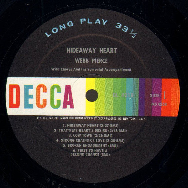 Webb Pierce - Hideaway Heart - LP