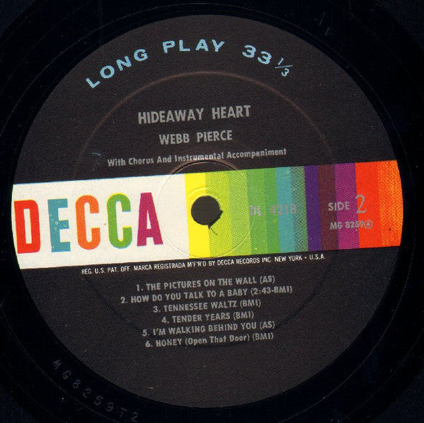 Webb Pierce - Hideaway Heart - LP
