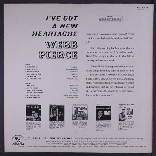 Webb Pierce - I've Got A New Heartache - LP