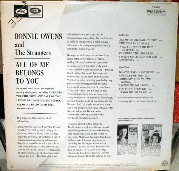 Bonnie Owens And The Strangers (5) - All Of Me Belongs To You - LP