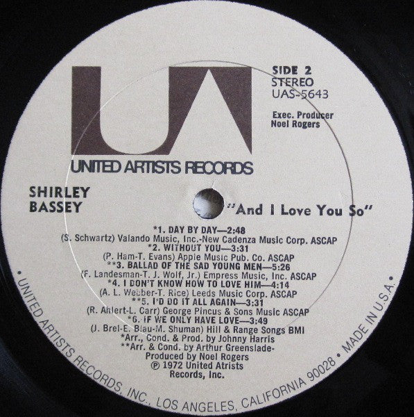 Shirley Bassey - And I Love You So - LP