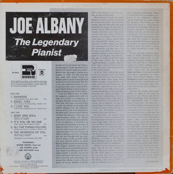 Joe Albany - The Legendary Jazz Pianist - LP