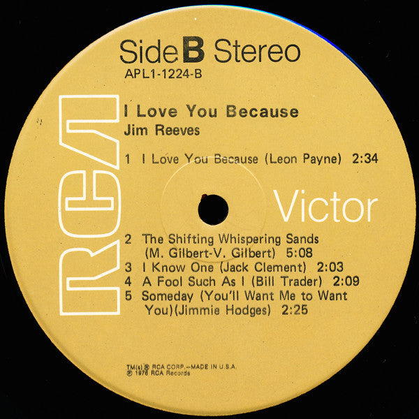 Jim Reeves - I Love You Because - LP