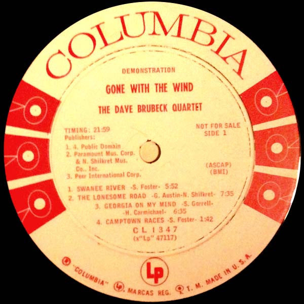 The Dave Brubeck Quartet - Gone With The Wind - LP