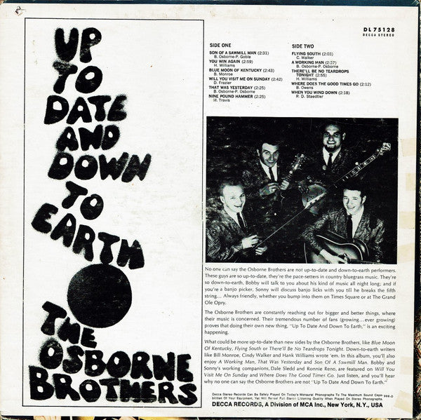 The Osborne Brothers - Up To Date And Down To Earth - LP