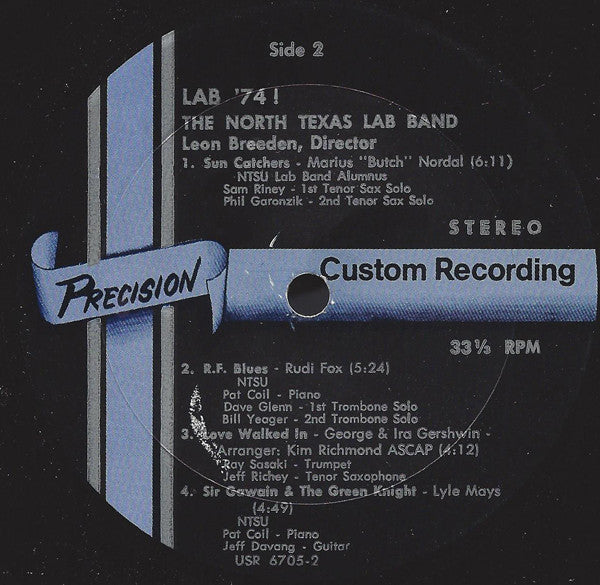 North Texas State University Lab Band*, Leon Breeden - Lab '74 - LP