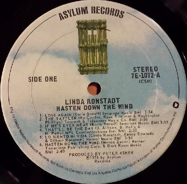 Linda Ronstadt - Hasten Down The Wind - LP