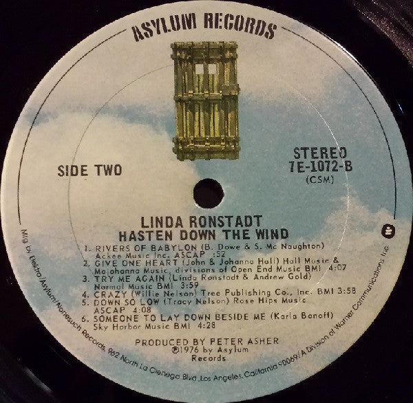 Linda Ronstadt - Hasten Down The Wind - LP